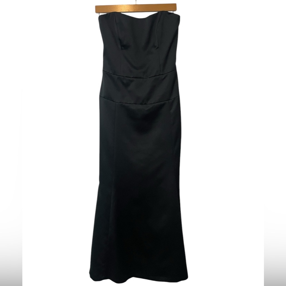 Black Satin Straplesss Evening Party Dress Mermaid